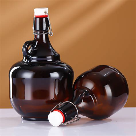 Supplier 2l Amber Empty California Style Beer Growler Glass Wine Bottle