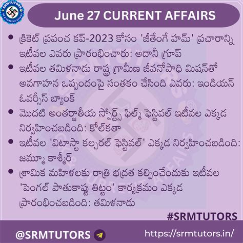 27 June 2023 Current Affairs In Telugu Latest Current Affairs TSPSC