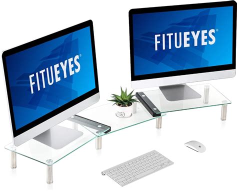 Amazon Fitueyes Monitor Stand Adjustable Glass Computer Riser