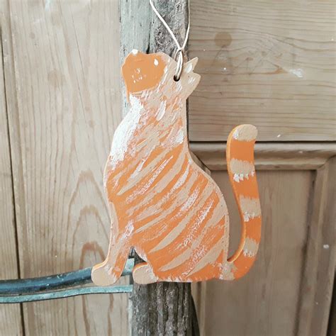 Handpainted Hanging Cat Decoration Bespoke Colours Available Etsy