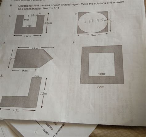 Solved 11 Directions Find The Area Of Each Shaded Region Write The