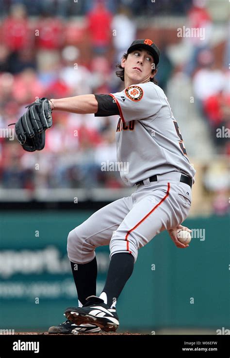 San Francisco Giants Pitcher Tim Lincecum Delivers A Pitch To The St