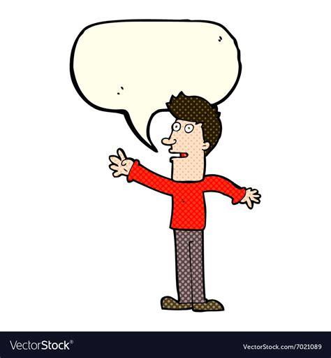 Cartoon Man Reaching With Speech Bubble Royalty Free Vector