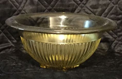 Vintage Yellow Depression Glass Federal Ribbed Bowl Mixing Etsy