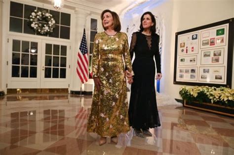 Nancy Pelosi Glitters in Gold Dress at the White House State Dinner for ...