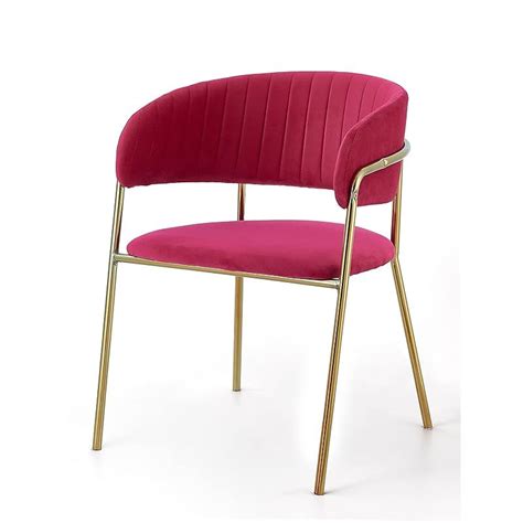 Buy Angela Modern Comfortable Velvet Living Room Chair With Gold Legs - Red Online | Danube Home UAE