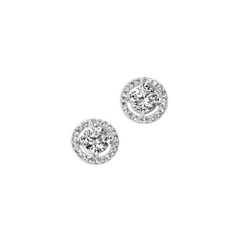 Cubic Zirconia Silver Halo Cluster Stud Earrings Avanti Fine Jewellers