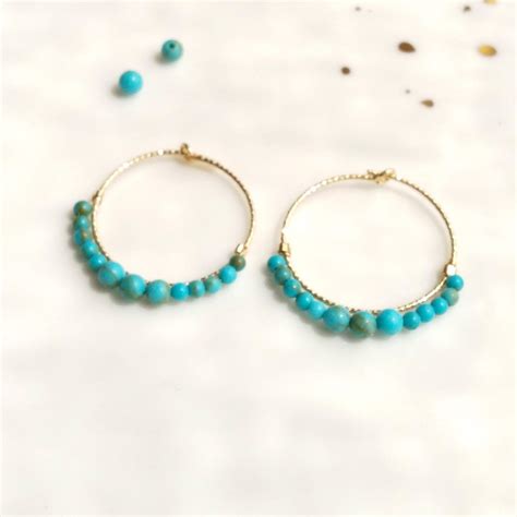 Gold filled and turquoise hoop earrings - NicteShop