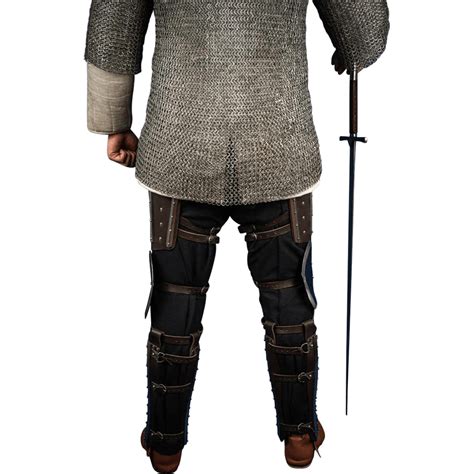 Steel And Leather Splinted Leg Armor Brown