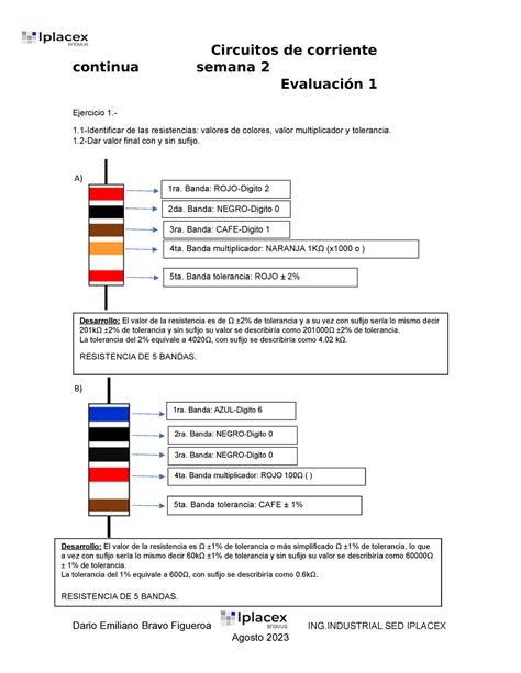 Circuito De Corriente Continua Evaluacion Continua Semana