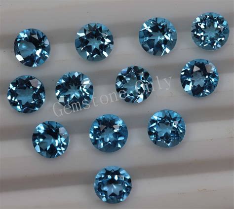 4mm Natural Swiss Blue Topaz Faceted Cut Round 2 Piece Blue Color