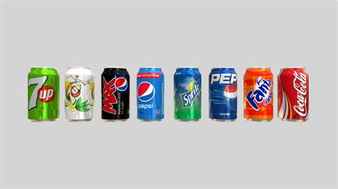 Coca Cola Coke Fanta Sprite Pepsi 7up Cans Buy Royalty Free 3D Model