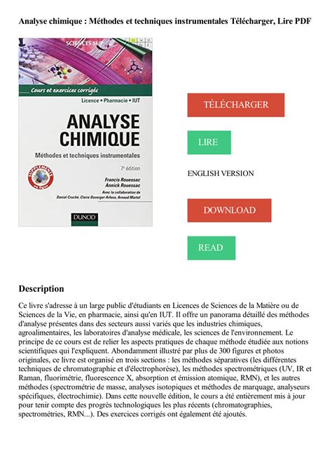 PDF Télécharger cours technique d analyse chimique pdf Gratuit PDF