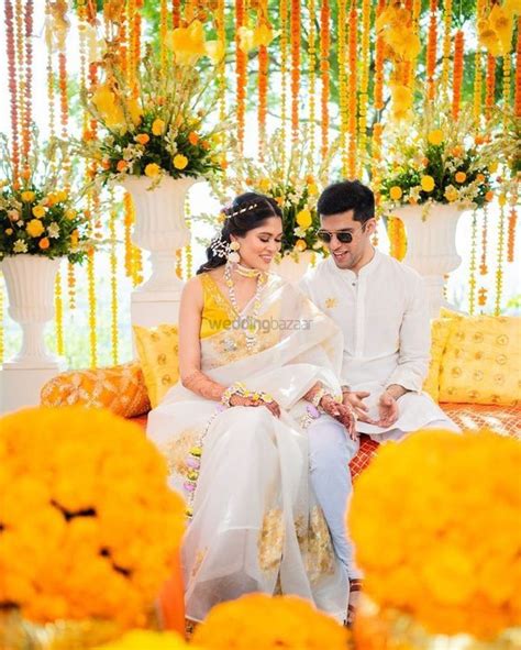 A Splash Of Sunshine The Cutest Color Coordinated Haldi Outfits For Couples Weddingbazaar