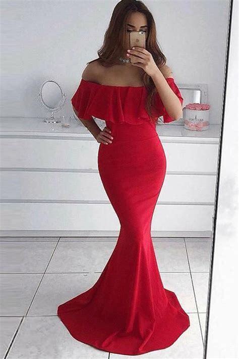 Chic Red Mermaid Sexy Long Prom Dresses Formal Dress Gowns Ld1672