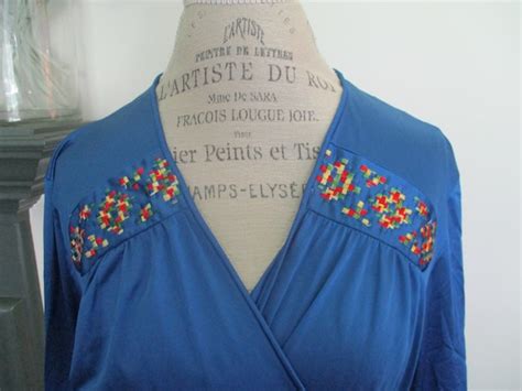 Vintage Cobalt Blue Boho Lingerie Set Long Sleeve Wr Gem