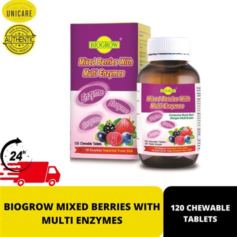 Biogrow Mixed Berries With Multi Enzymes Chewable Tablets