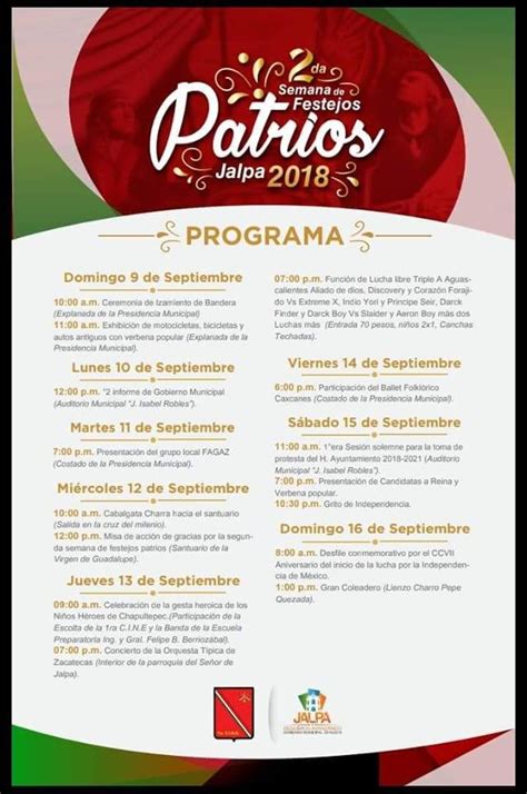 Programa Fiestas Patrias En Jalpa La Voz Del Caxcan