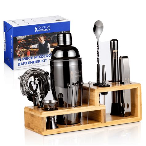 Touch Of Mixology 14 Piece Bartender Kit With Stainless Steel Cocktail