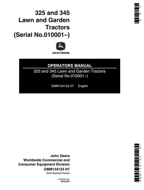 John Deere Tractor 325 345 Operators Manual PDF