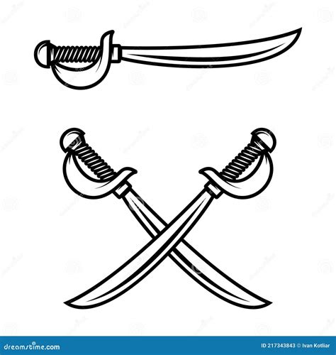 Crossed Swords Isolated On White Background Design Element For Logo