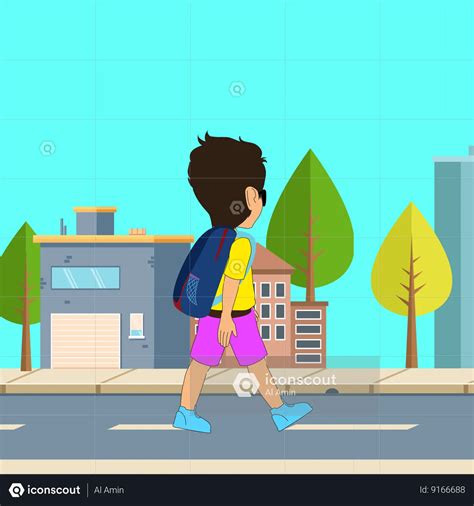 Student Going To School Animated Illustration Download In Json Lottie