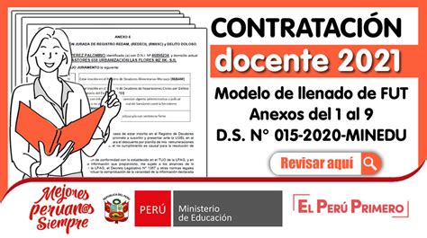 📚 【 Contrato Docente 2021 Modelo De Llenado Fut Y Anexos 1 A 9