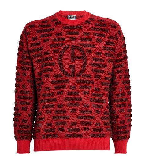 Mens Giorgio Armani Multi Logo Jacquard Sweater Harrods Uk