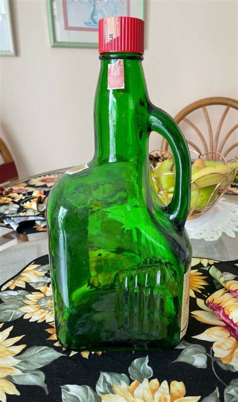 Vtg Empty J B Rare Scotch Whiskey Gal Green Bottle Decanter With