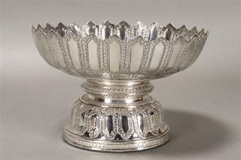 Silver Pedestal Bowl With Decorative Motifs Bowls Comports And