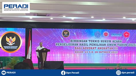 Ketua Umum Peradi Sampaikan Sambutan Dalam Pembukaan Pelaksanaan Bimtek