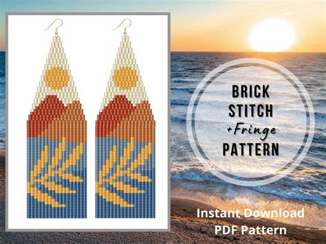 Mountain Bead Fringe Earring Pattern Seed Bead Landscape Etsy Uk