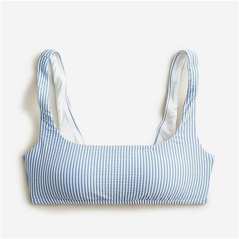 J Crew Swim Nwt J Crew Squareneck Bikini Top In Seersucker Size 3x