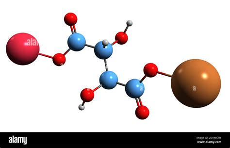 3D image of Potassium sodium tartrate skeletal formula - molecular ...