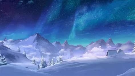 Starry Night Sky Above Snowy Mountains