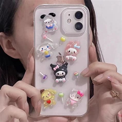 3d Sanrio Hello Kitty Cinnamoroll Kuromi Phone Case For Samsung Galaxy