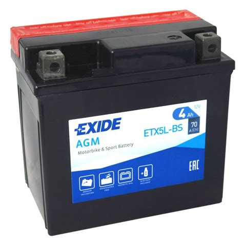 Akumulator Motocyklowy EXIDE ETX5L BS YTX5L BS 12V 4Ah