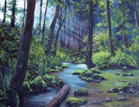 Green Forest Painting Original Landscape Painting Forest Painting