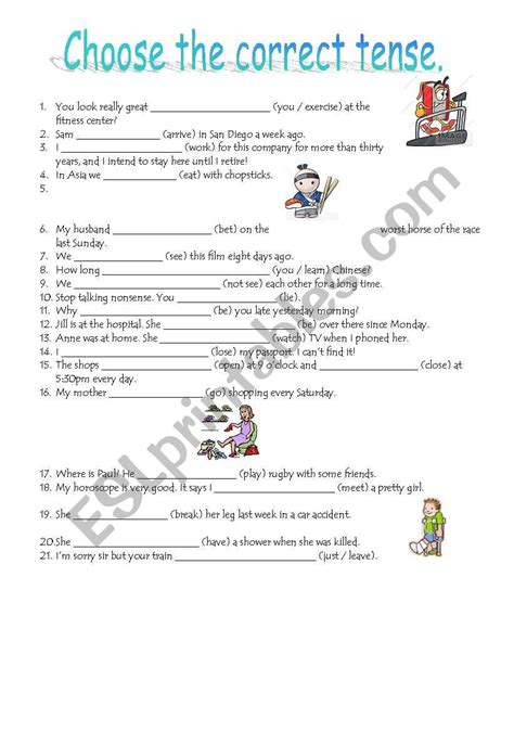 Choose The Correct Tense ESL Worksheet By Jennyhdu