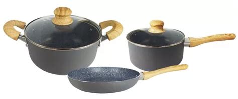 Set Olla Cacerola Sarten Hudson Revesti Ceramica Granito Bz