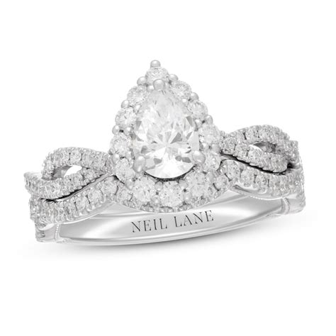 Neil Lane Diamond Bridal Set 1 12 Ct Tw Pearround 14k White Gold Halo Engagement