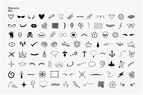 100 PNG Hand Drawn Elements – Free Design Resources