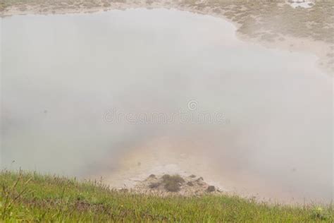 Yellowstone National Park Landscape Geothermal Activity Hot Thermal Springs With Boiling Water