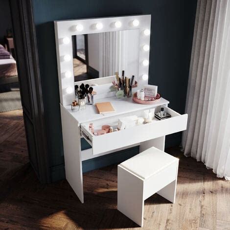 Woltu Coiffeuse Avec Miroir Led Luminosit R Glable Table De Led