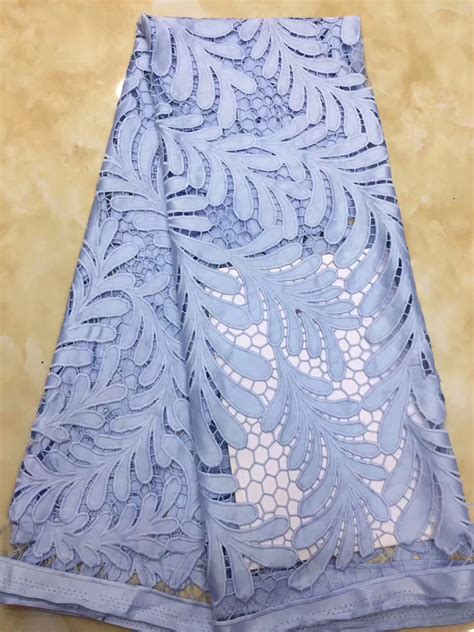 Blue Color Nigerian Lace Fabrics 2019 African Guipure Lace Fabric High