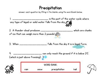 PRECIPITATION WORKSHEET by Teaching With Julianna | TPT