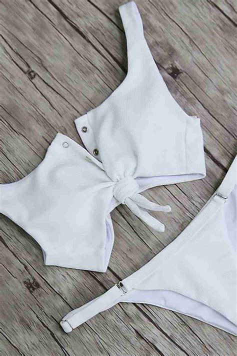 Angelsin Beyaz Çıtçıtlı Bikini Üstü Beyaz Bikini Üst Angelsin