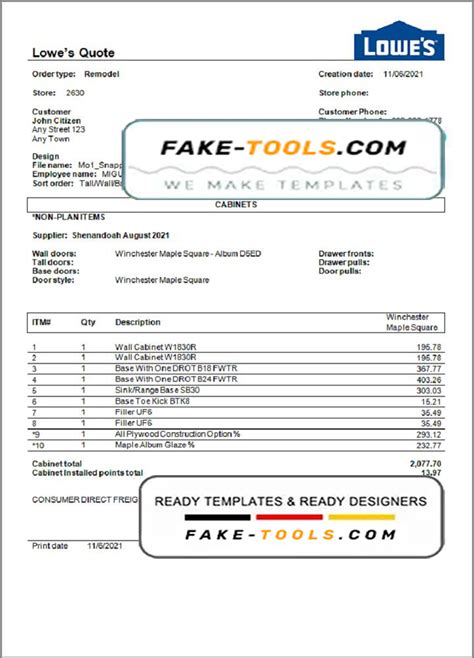 Usa Lowes Invoice Template In Word And Pdf Format Fully Editable