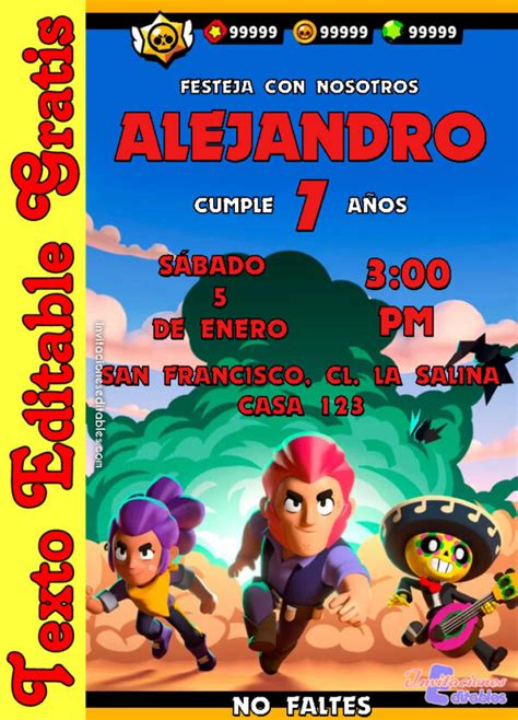 Invitación de Brawl Stars 01 Gratis Invitaciones Editables 2023