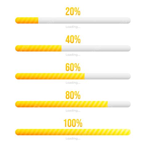 Set Of Loading Progress Bar In Yellow Gradation Color Vector Loading Progress Bar Progress Bar